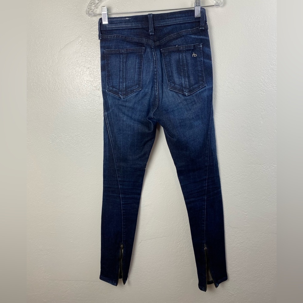Rag & Bone Skinny Blue High Rise jeans Zip Ankle Closure Style W1271K520 size 25